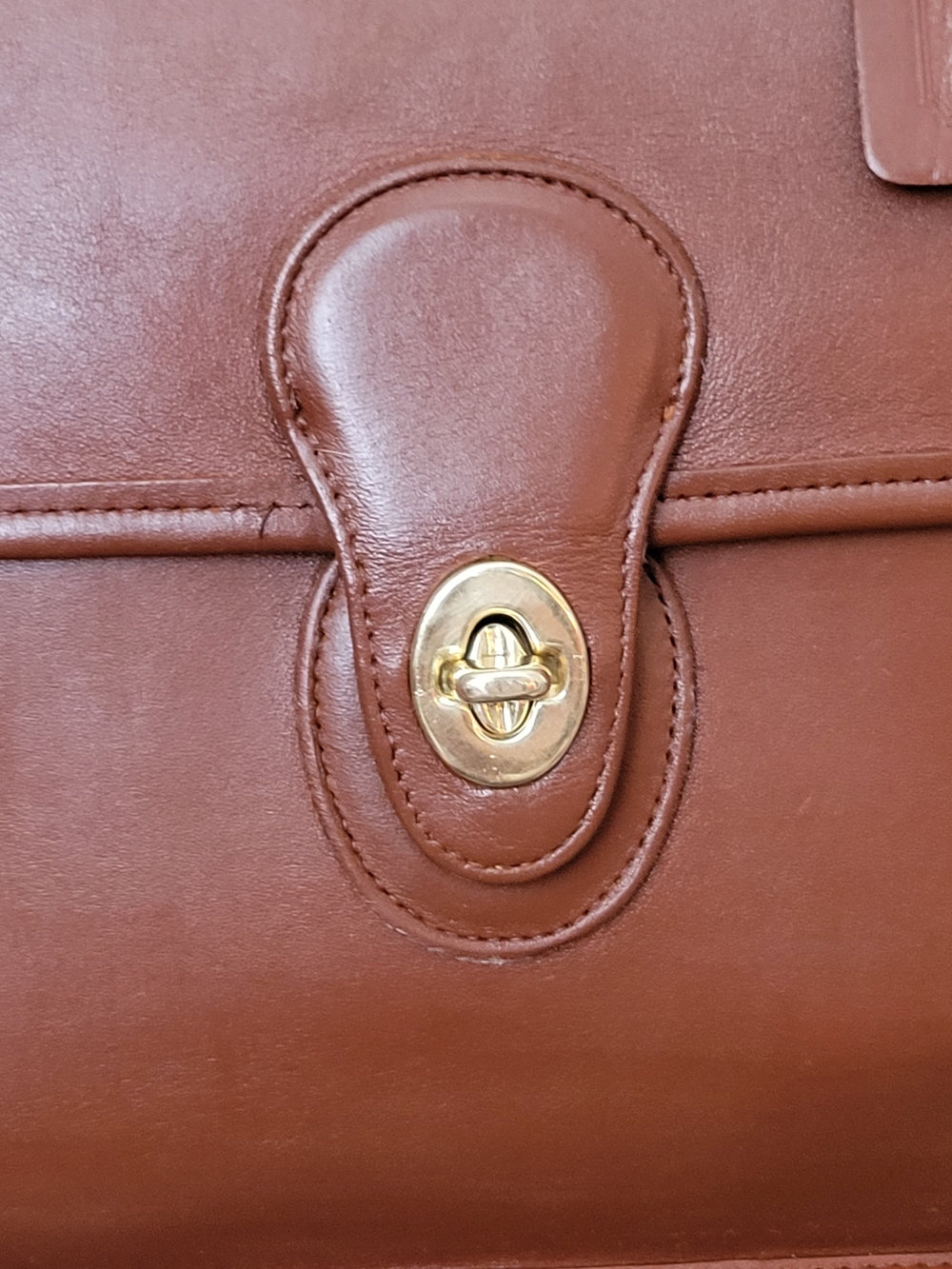 Vintage Coach British Tan Glove-tanned Leather Satchel Brass Hardware USA Made - Picture 15 of 15